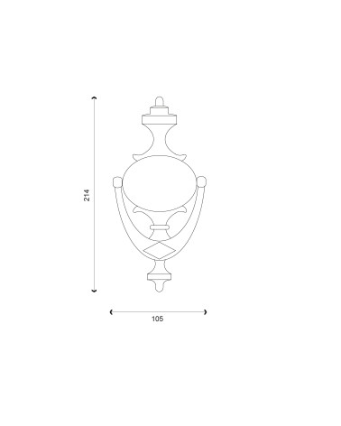 Desenho Aldrava de porta VICTORIEN A em latão polido envernizado EUROWALE