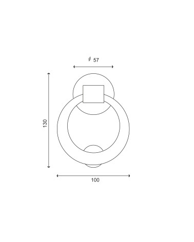 Desenho Aldrava Anel Latão polido envernizado EUROWALE