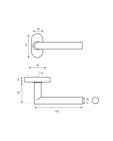 Desenho Puxador Altesse reforçado em inox 304 em escudo oval EUROWALE