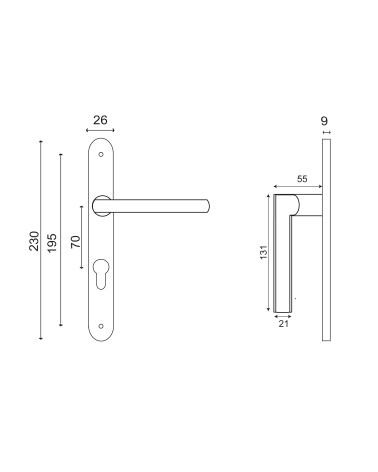 Desenho New Pyla placa estreita 26 inox EUROWALE