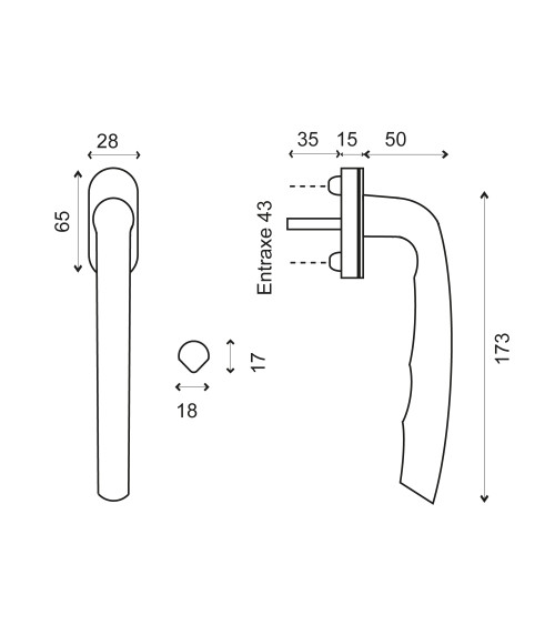 Puxador Lilas longo aspeto inox para baía deslizante EUROWALE