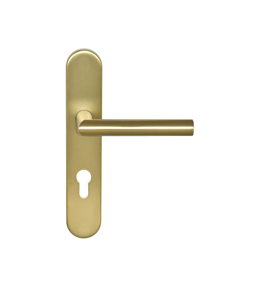 Puxador Altesse Dourado Acetinado em placa cilindro ea70 EUROWALE