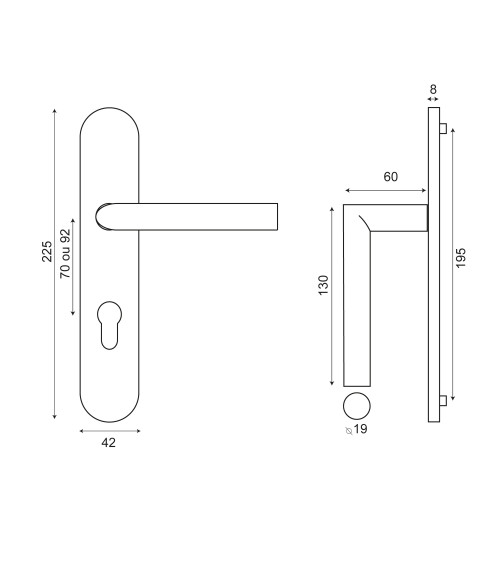 Puxador Altesse Dourado Acetinado em placa cilindro ea70 EUROWALE