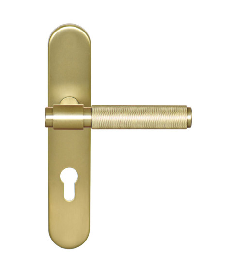 Puxador Cers Dourado Acetinado PVD em placa cilindro ea70 EUROWALE