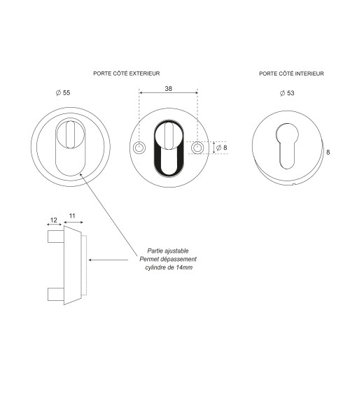 Roseta de segurança redonda Inox Preta EUROWALE