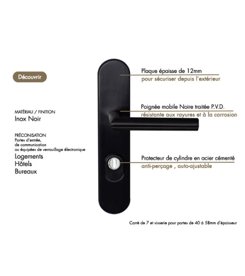 Conjunto de maçanetas de segurança Altesse preto EUROWALE
