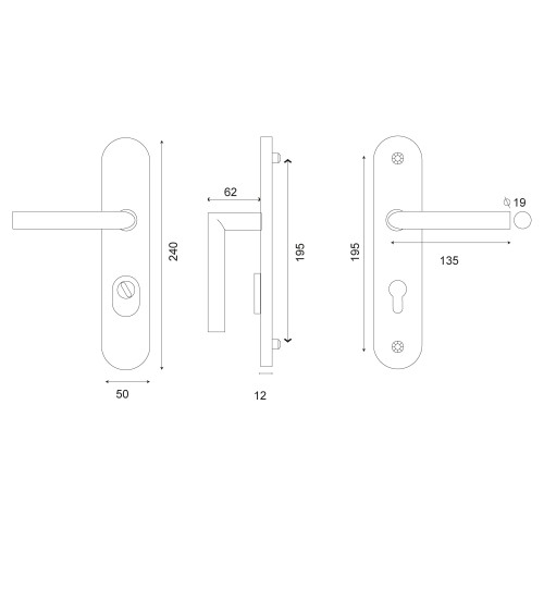 Conjunto de maçanetas de segurança Altesse Inox EUROWALE