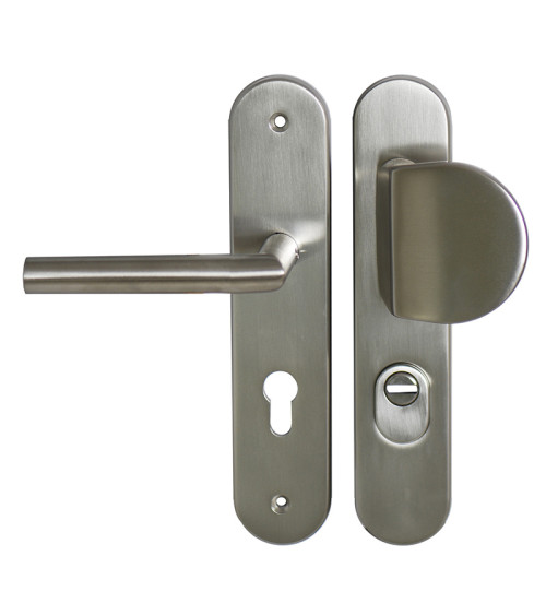 Conjunto de segurança Palière-Altesse acabamento inox em placa com protetor de cilindro EUROWALE