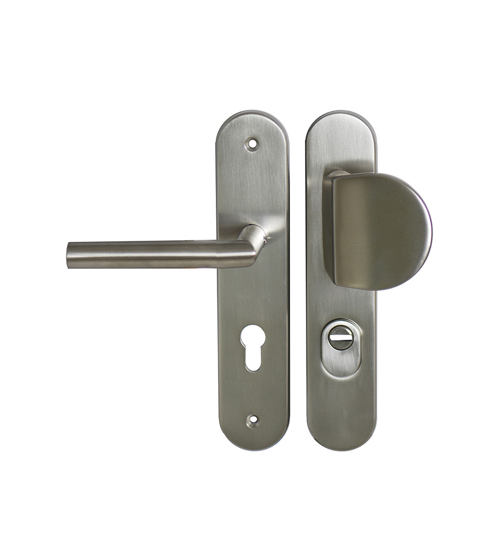 Conjunto de segurança Palière-Altesse acabamento inox em placa com protetor de cilindro EUROWALE
