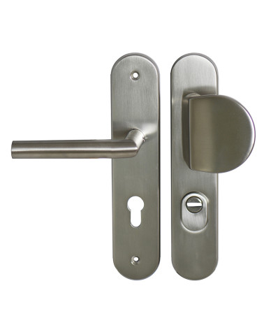 Conjunto de segurança Palière-Altesse acabamento inox em placa com protetor de cilindro EUROWALE