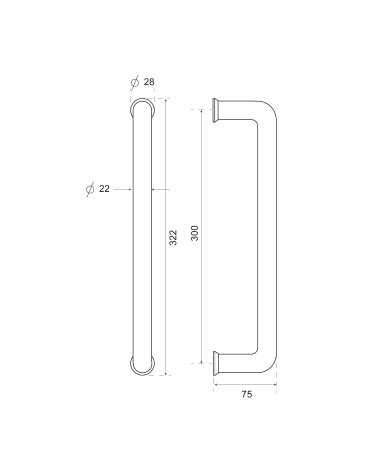 Desenho Puxador de porta Bordeaux Curvado Ouro Acetinado PVD EUROWALE