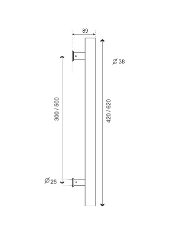 Desenho Puxador Bordeaux reto inox 316 EUROWALE