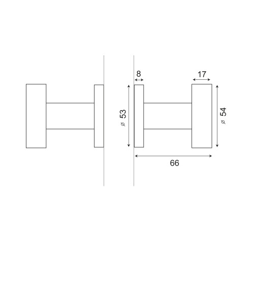 Puxador de porta botão duplo Cilindro plano inox EUROWALE
