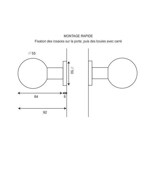Puxador de porta Bola dupla inox EUROWALE