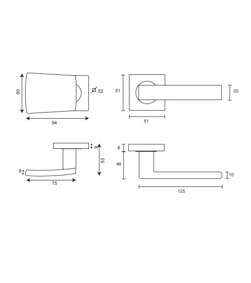 Conjunto de puxadores de patamar em inox para uso intensivo - modelo Altesse/Thor