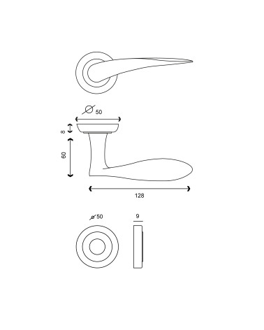 Desenho Puxador de porta Neptune +Rosácea de função EUROWALE