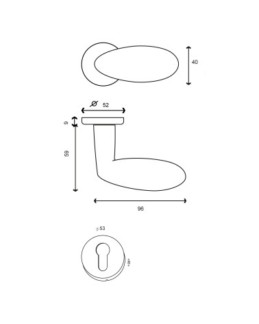Desenho Puxador de porta Yin + Rosácea EUROWALE