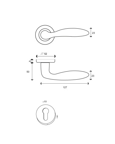 Desenho Maçaneta de porta Harmonie + Roseta EUROWALE