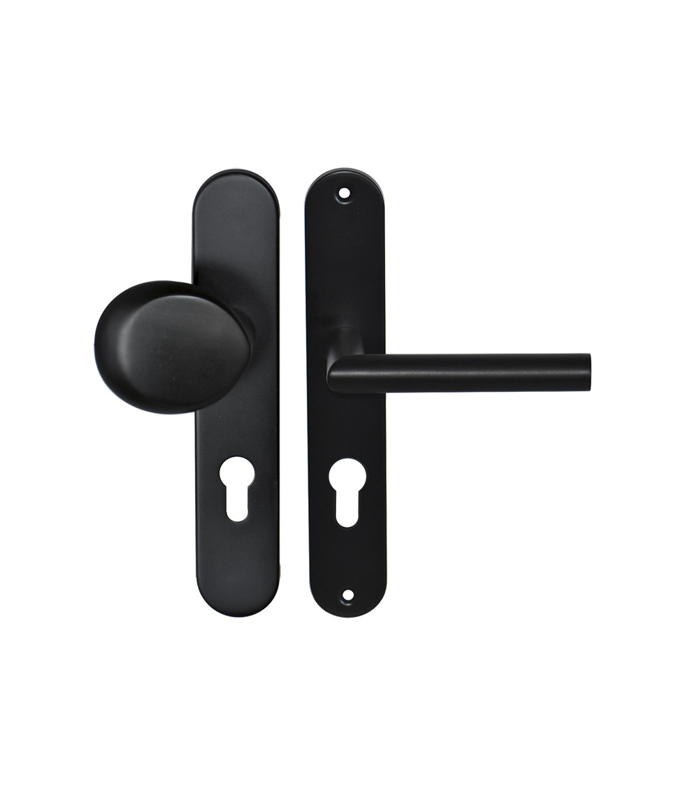 Puxador de porta de patamar Altesse preto cilindro 70 EUROWALE