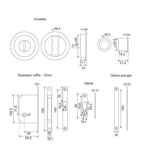 Kit de correr Bronze espelhos redondos com condenação .EUROWALE