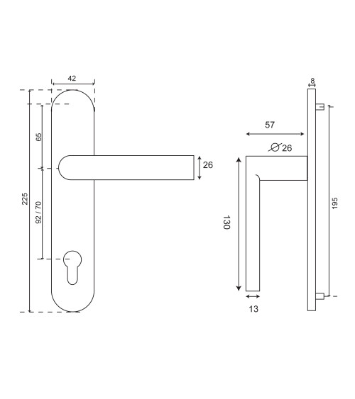Puxador Bastide placa redonda cilindro ea70 EUROWALE