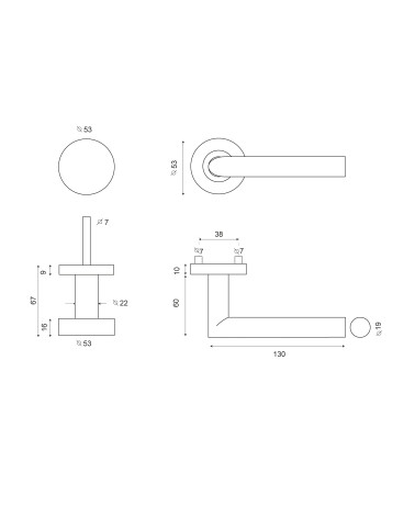 Desenho técnico Conjunto palier Cilindro/Altesse Cinzento Luz PVD