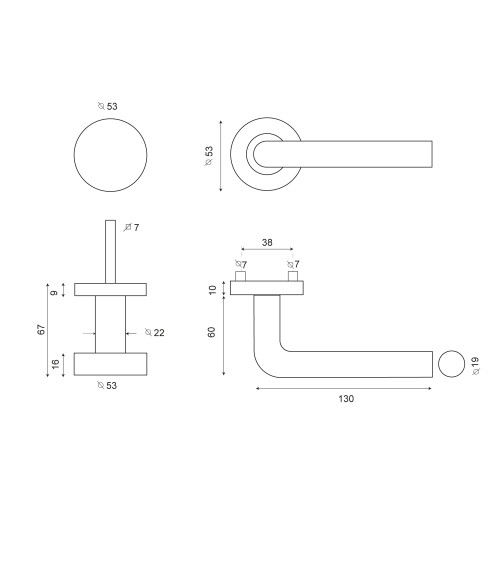 Conjunto palier Cilindro/Noblesse Cinzento Luz PVD EUROWALE