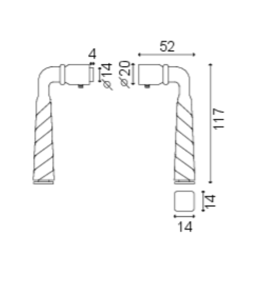 Puxador de portão torsado lacado branco – Quadrado 7 mm