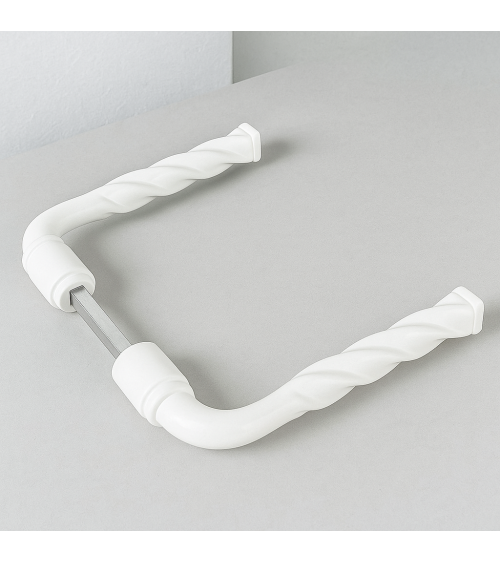 Puxador de portão torsado lacado branco – Quadrado 7 mm