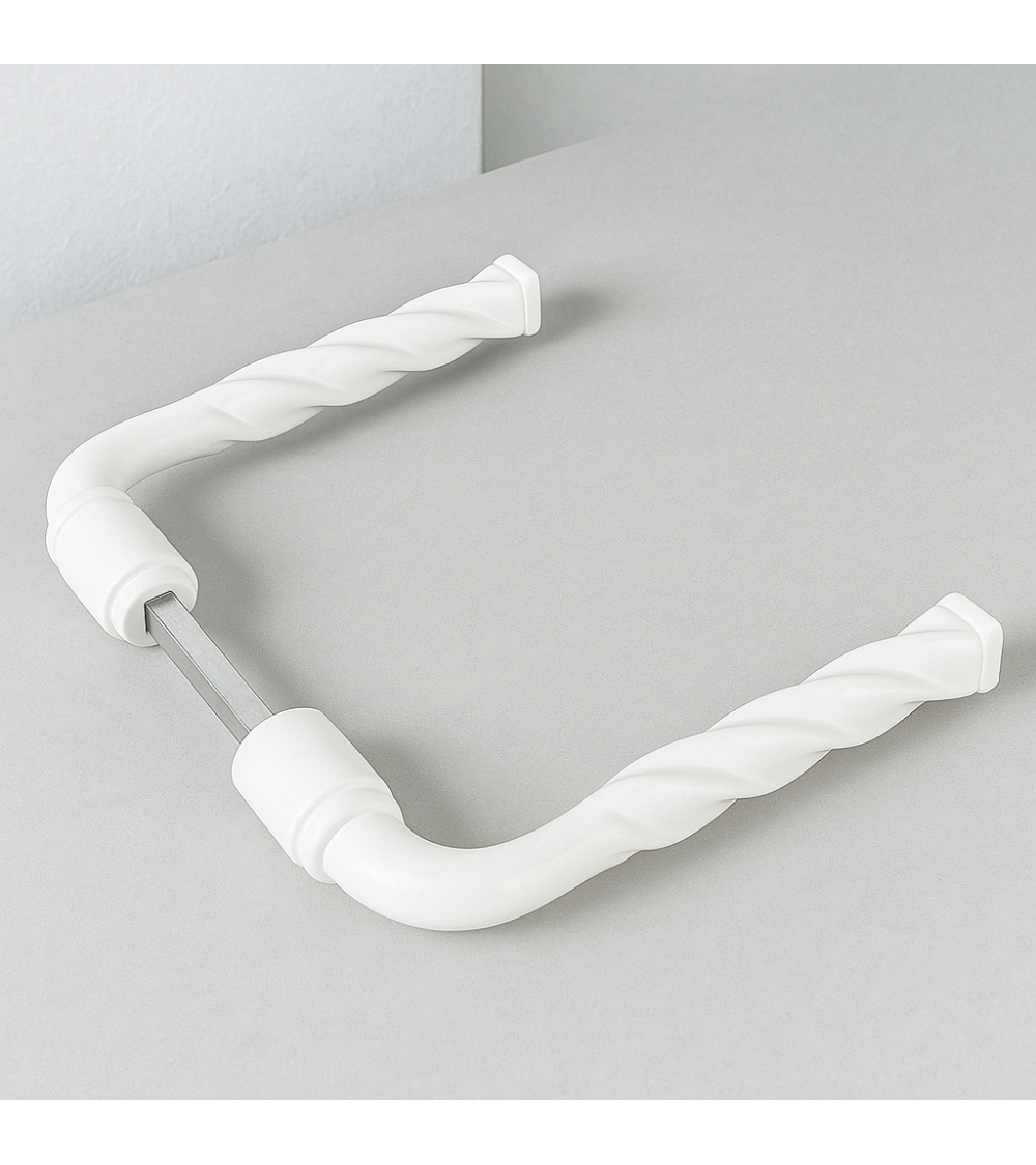 Puxador de portão torsado lacado branco – Quadrado 7 mm