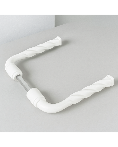 Puxador de portão torsado lacado branco – Quadrado 7 mm