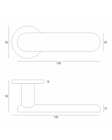 Puxador de porta em zamak MAFF com dimensões