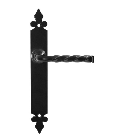 Puxador de porta retro preto mate em placa longa – Modelo Elisabeth