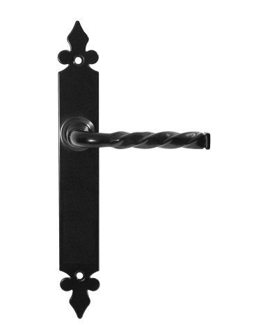 Puxador de porta retro preto mate em placa longa – Modelo Elisabeth