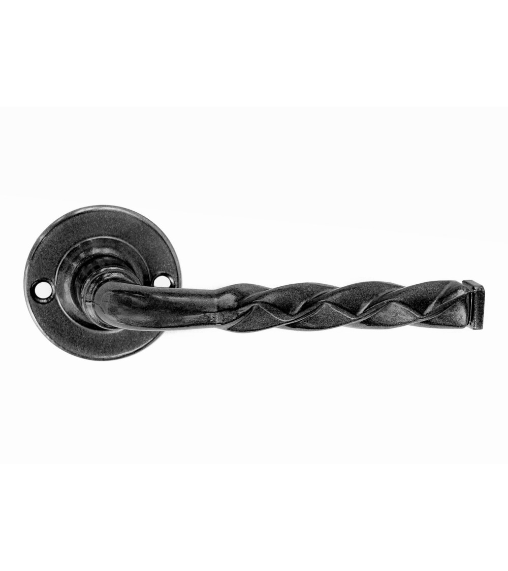 Puxador de porta retro preto mate em roseta – Coleção Elisabeth