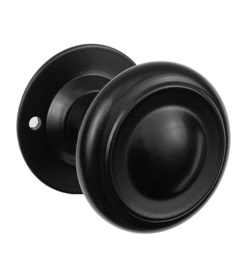 Botão de porta retro preto mate em placa longa para porta, portão e portinhola – Coleção Elisabeth