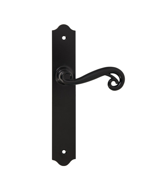 Puxadores de porta retro pretos mate em placas longas para portas, portões e portinholas – Coleção Charlotte