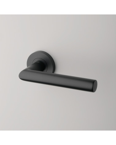 Puxadores oval pretos sobre fundo cinzento