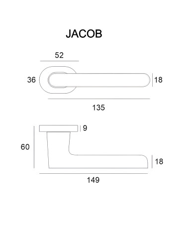Puxador de porta JACOB com dimensões