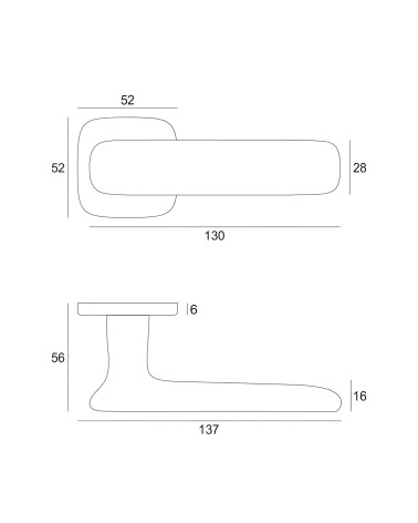 Puxador de porta FLOW com dimensões