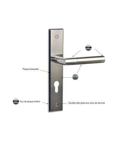 Puxador de porta bicolor Listrac Prestige em grande placa para porta de entrada