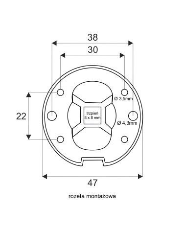 Puxador de porta FRESSIA com desenho técnico