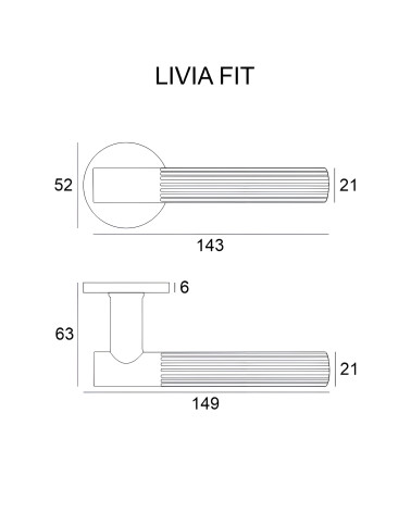 Puxador de porta LIVIA com dimensões
