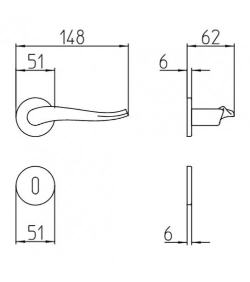Maçaneta de porta cromada acetinada Mandelli Spin maçaneta design