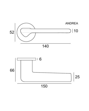 Puxador de porta ANDREA com dimensões