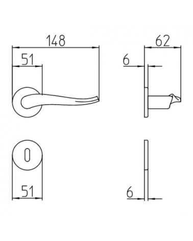 Maçaneta de porta Mandelli Spin com dimensões