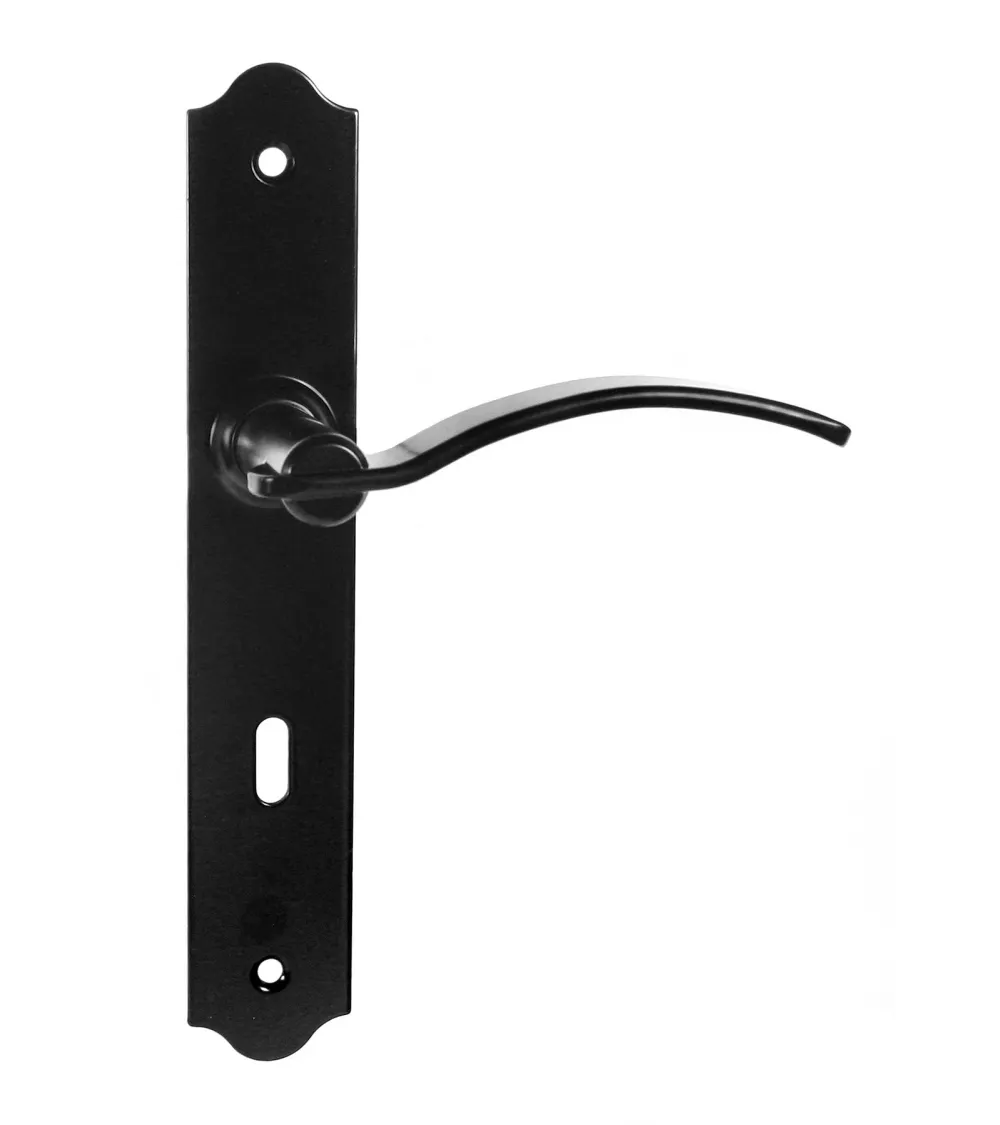 Puxadores de porta retro pretos mate em placas compridas para portas, portões e portinholas – Coleção Constance