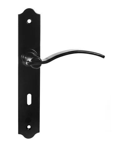 Puxadores de porta retro pretos mate em placas compridas para portas, portões e portinholas – Coleção Constance
