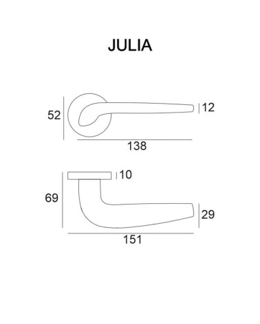 Puxador de porta JULIA com dimensões