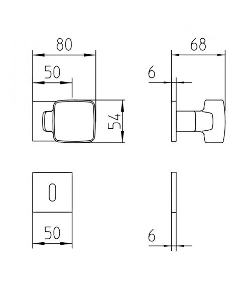 Botão de porta cromado acetinado Mandelli Carrè puxador design